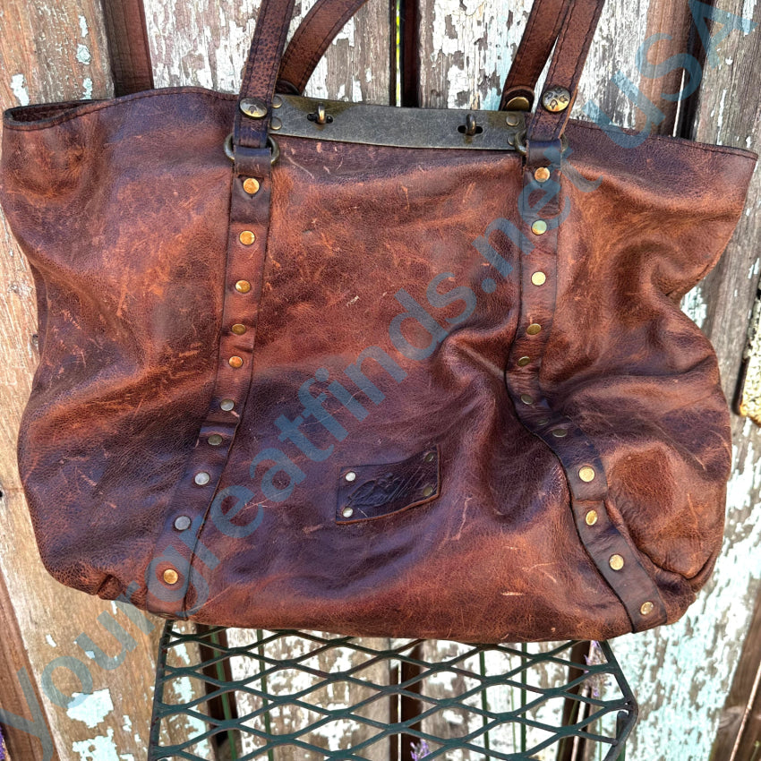 Patricia Nash Brown Distressed Leather Benvenuto Tote Purse