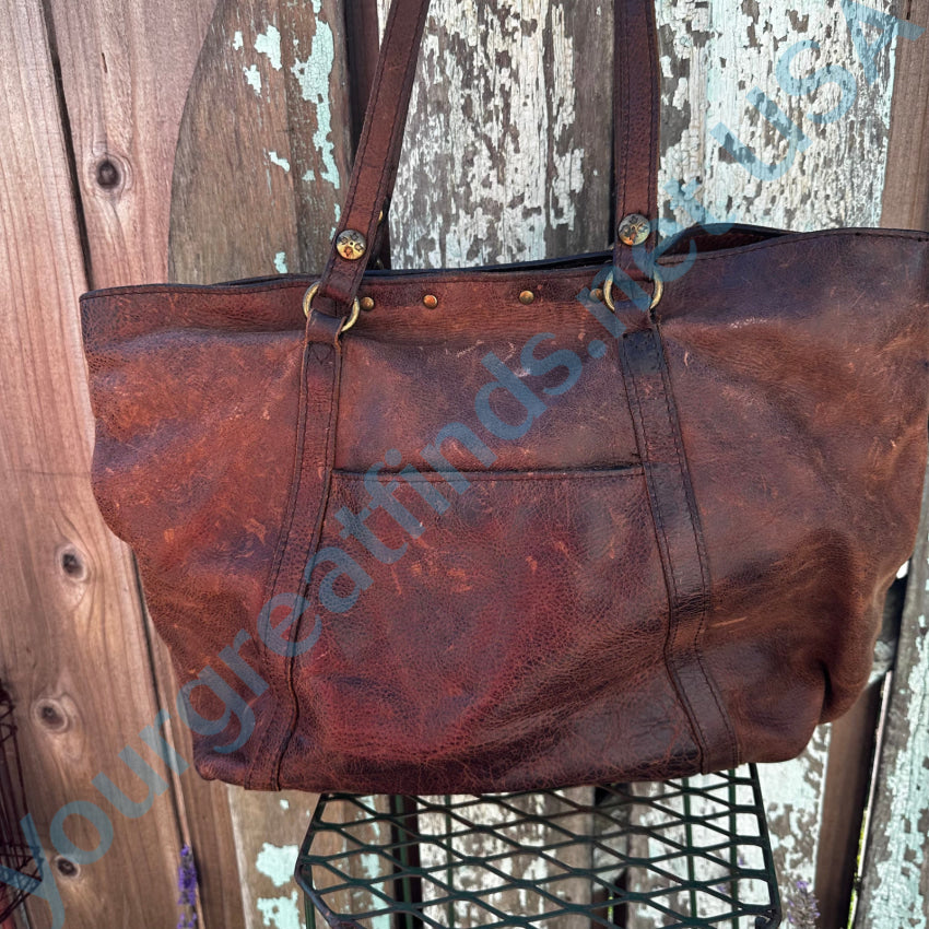 Patricia Nash Brown Distressed Leather Benvenuto Tote Purse