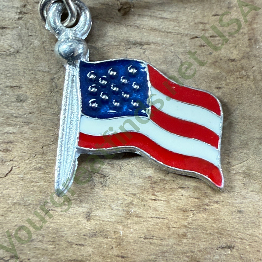 Patriotic Old Glory Pierced Earrings 925 Sterling Ear WIres Earrings