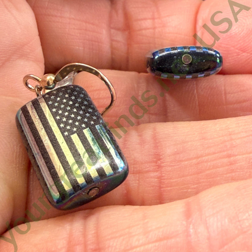 Patriotic Old Glory Pierced Earrings 925 Sterling Ear Wires Earrings