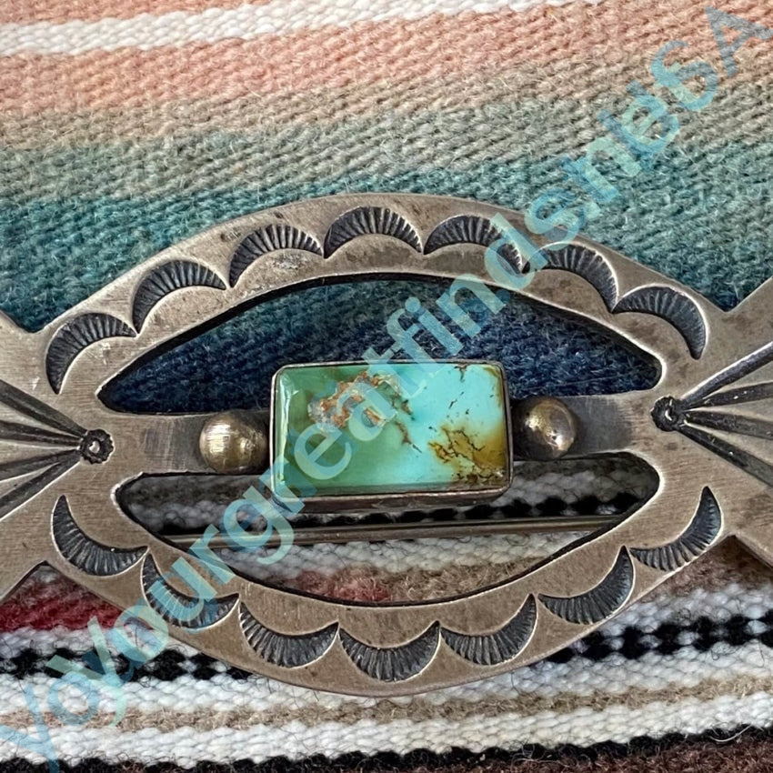 Paul J Begay Huge Concho Butterfly Pin with Royston Turquoise Yourgreatfinds