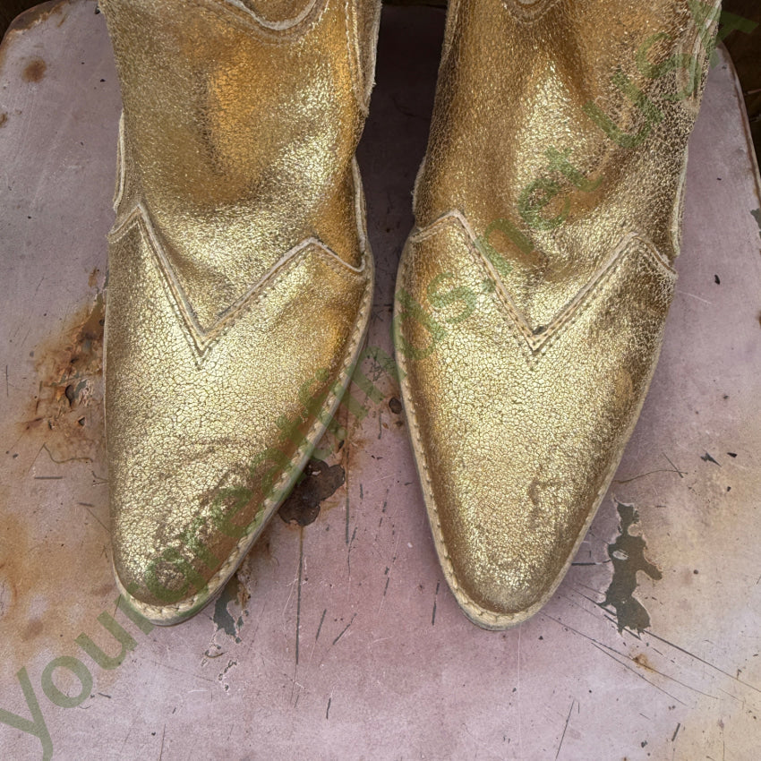 Penny Loves Kenny Gold Leather Western Cowgirl Boots Rodeo Drive 6.5 cowgirl boots
