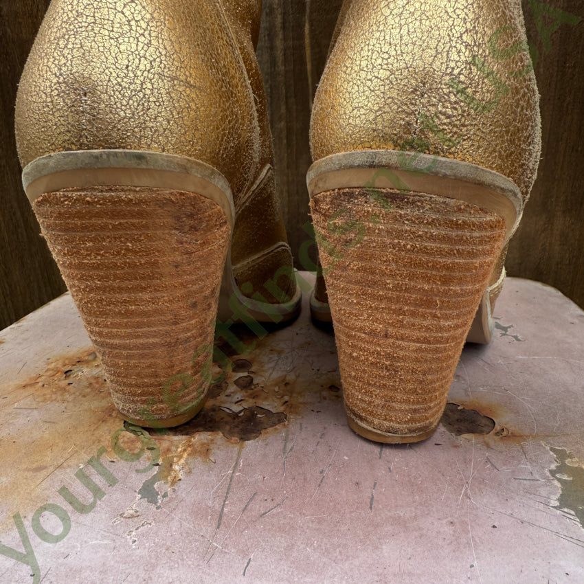 Penny Loves Kenny Gold Leather Western Cowgirl Boots Rodeo Drive 6.5 cowgirl boots