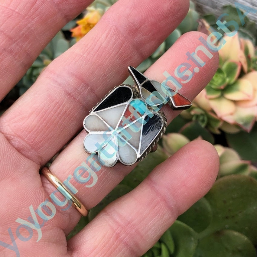 Peyote Bird Ring in Sterling Silver Inlay Zuni Sz 5.75 Yourgreatfinds