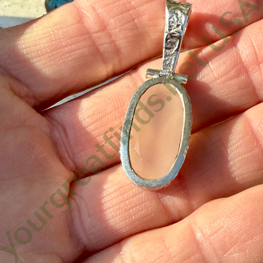 Pink Chalcedony Sterling Silver Pendant cameo brooch pendant