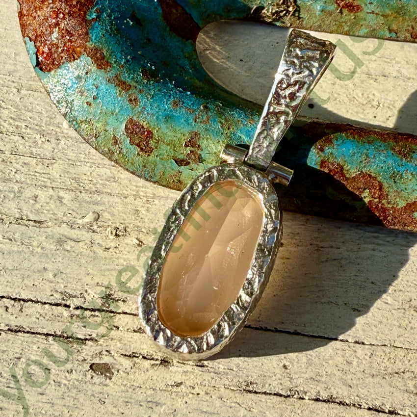 Pink Chalcedony Sterling Silver Pendant cameo brooch pendant