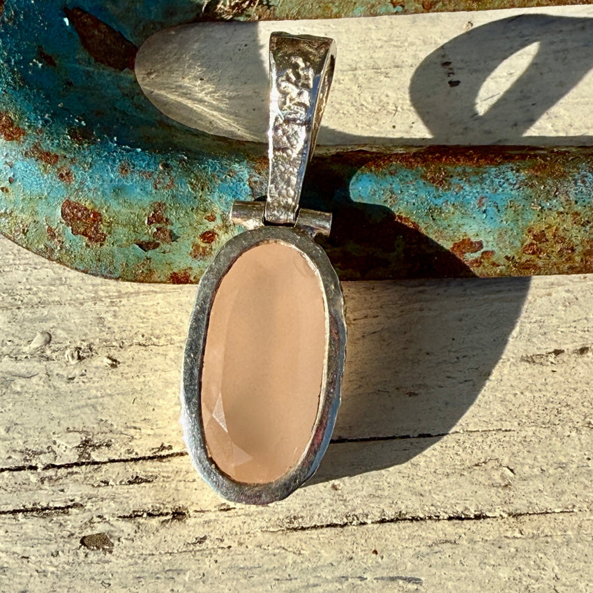 Pink Chalcedony Sterling Silver Pendant cameo brooch pendant