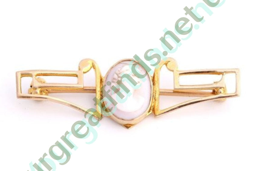 Pink Conch Shell 10k Gold Cameo Bar Pin Yourgreatfinds