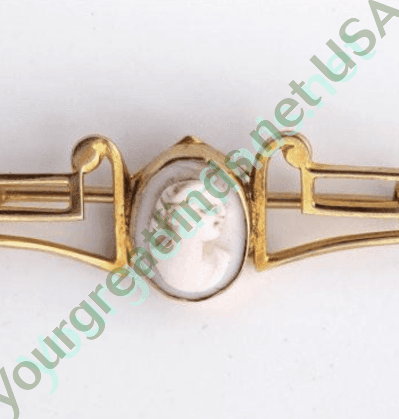 Pink Conch Shell 10k Gold Cameo Bar Pin Yourgreatfinds