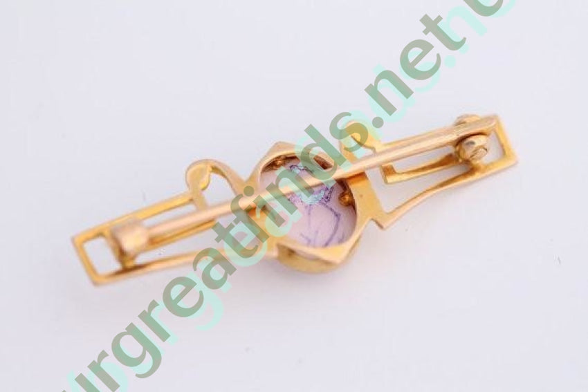 Pink Conch Shell 10k Gold Cameo Bar Pin Yourgreatfinds