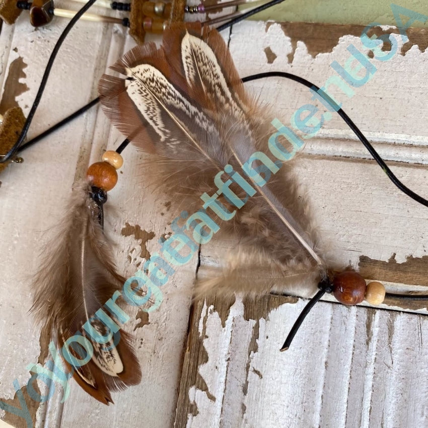 Porcupine Quill Leather and Tiger&#39;s Eye Hatband Yourgreatfinds