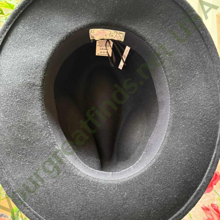Pre owned Free People Black 100% Wool Pinch Front Western Hat hat
