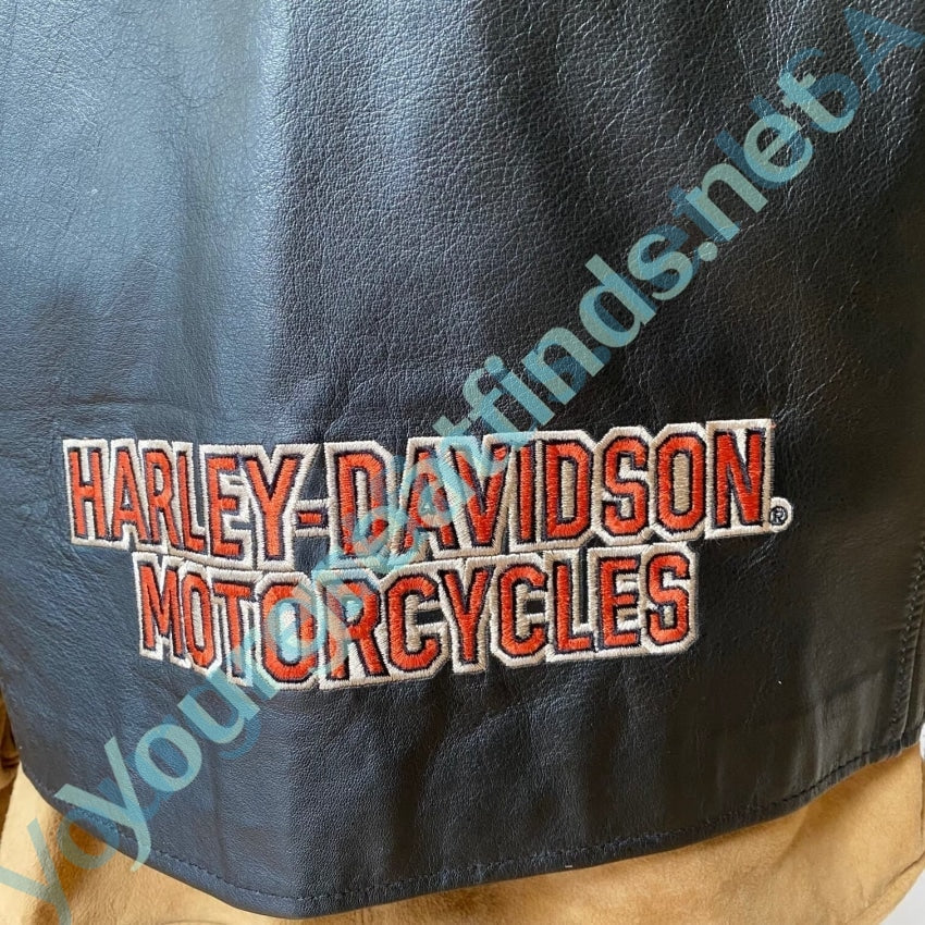 HARLEY DAVIDSON Leather Embroidered Logo Biker Handbag Shoulder