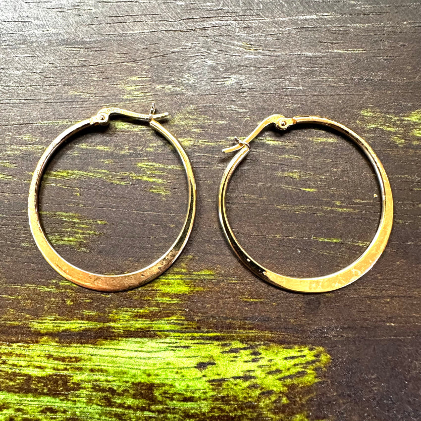 Pre-Owned Gold Over Sterling Silver 1 1/4’’ Pierced Hoop Earrings Earrings