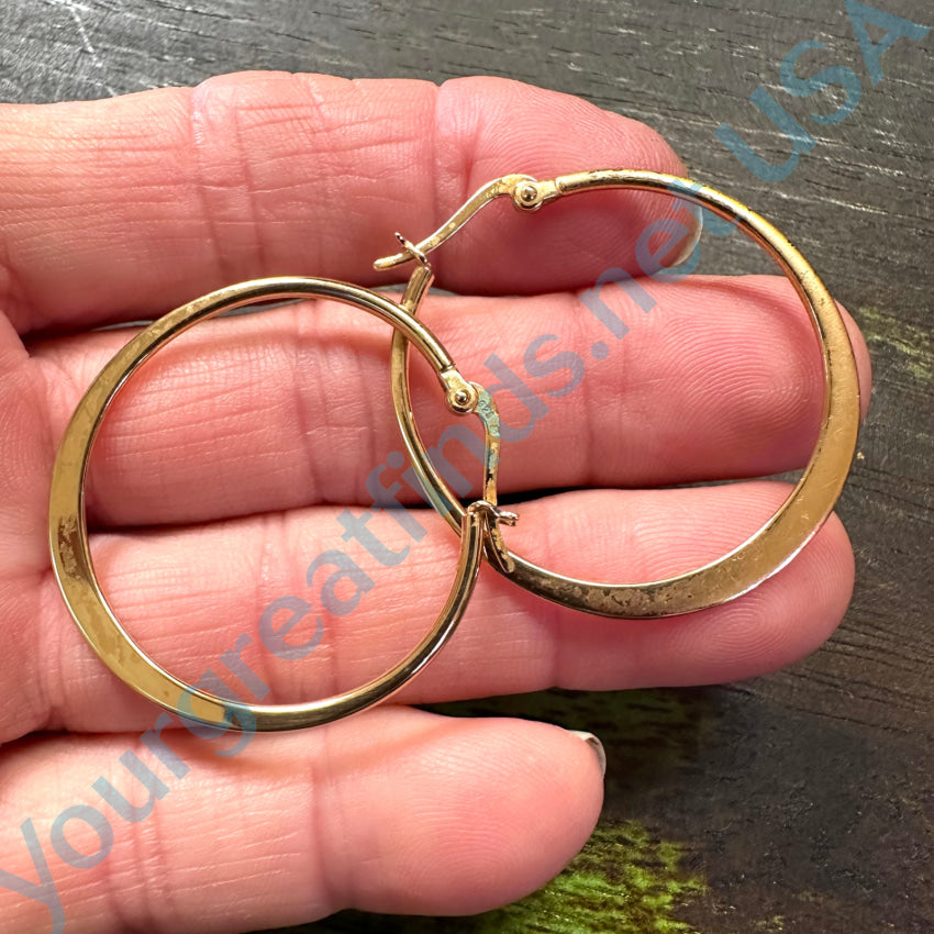 Pre-Owned Gold Over Sterling Silver 1 1/4’’ Pierced Hoop Earrings Earrings