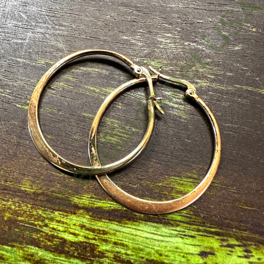 Pre-Owned Gold Over Sterling Silver 1 1/4’’ Pierced Hoop Earrings Earrings