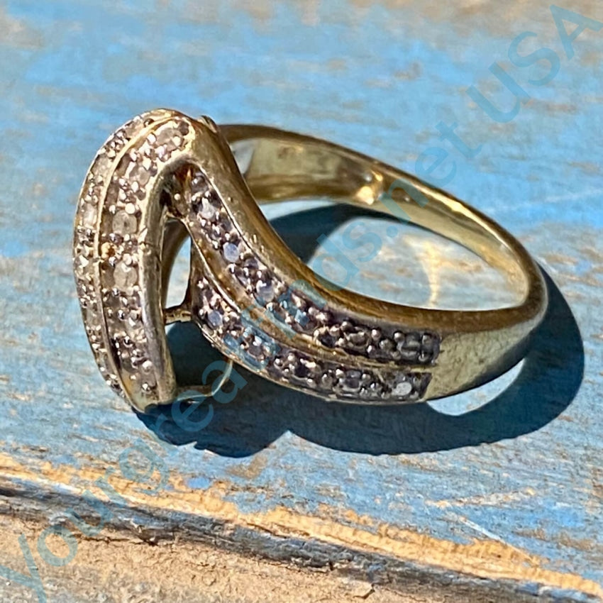 Pre-owned Gold Vermeil over Sterling Silver Diamond Ring 7 - Yourgreatfinds