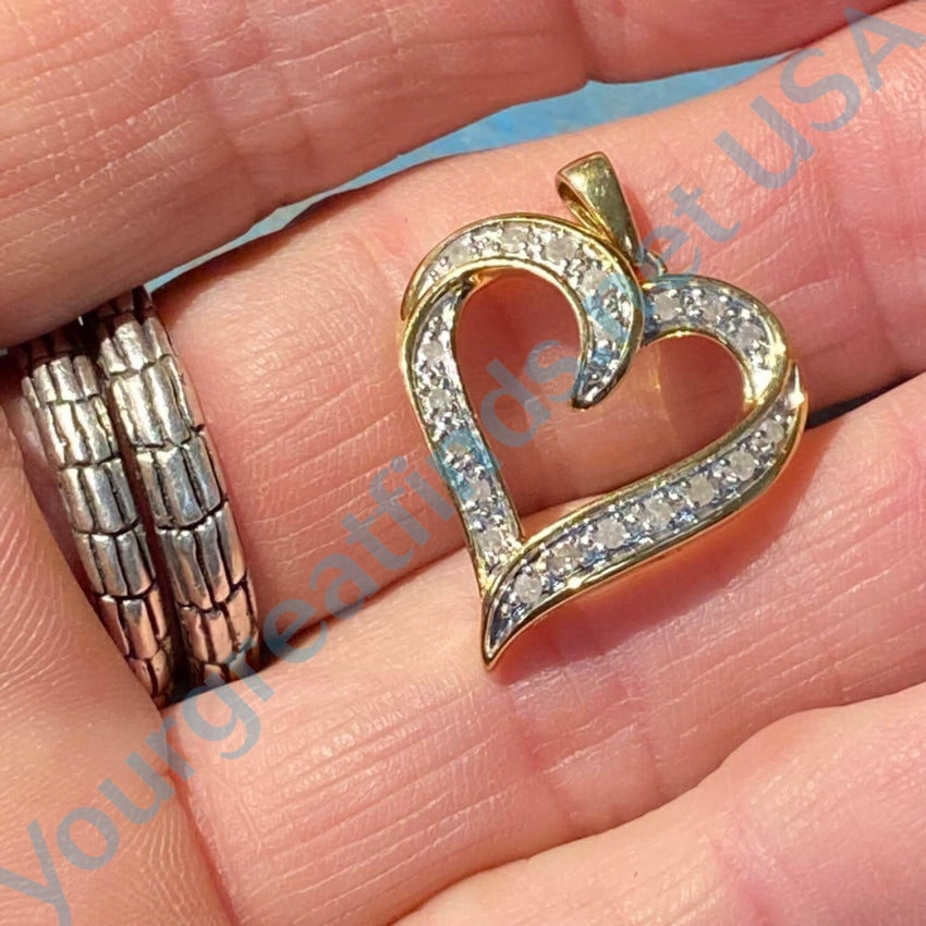 Pre-Owned Gold Vermeil Sterling Silver Diamond Heart Pendant