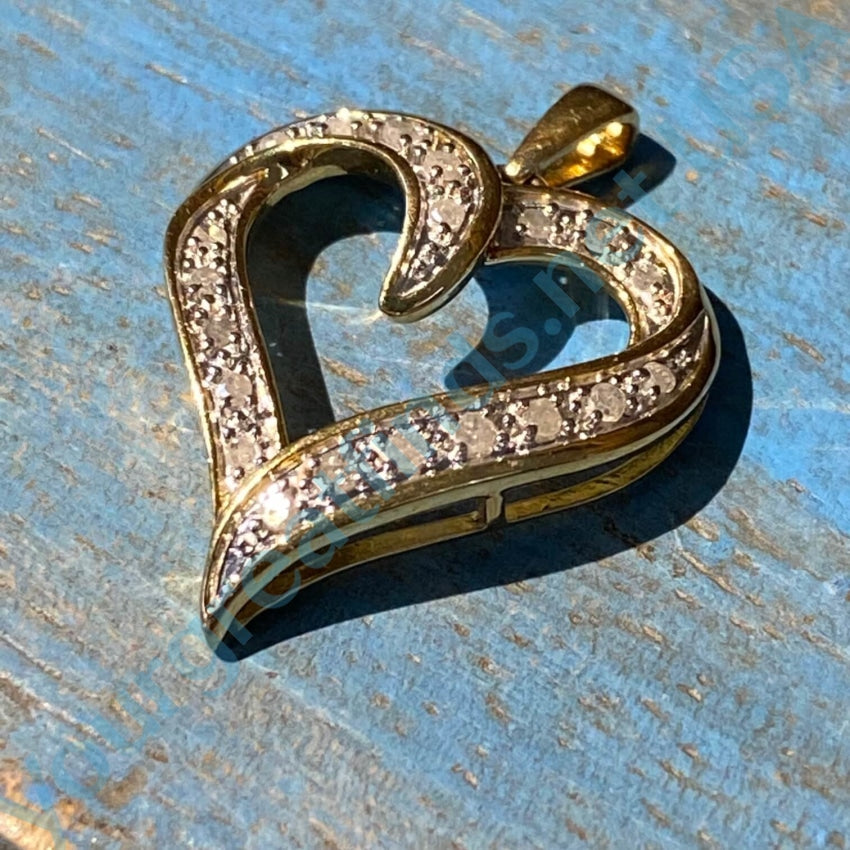 Pre-Owned Gold Vermeil Sterling Silver Diamond Heart Pendant