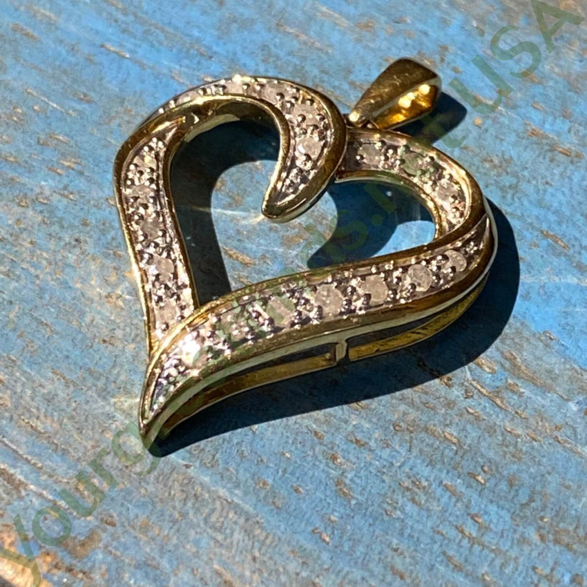 Pre-Owned Gold Vermeil Sterling Silver Diamond Heart Pendant