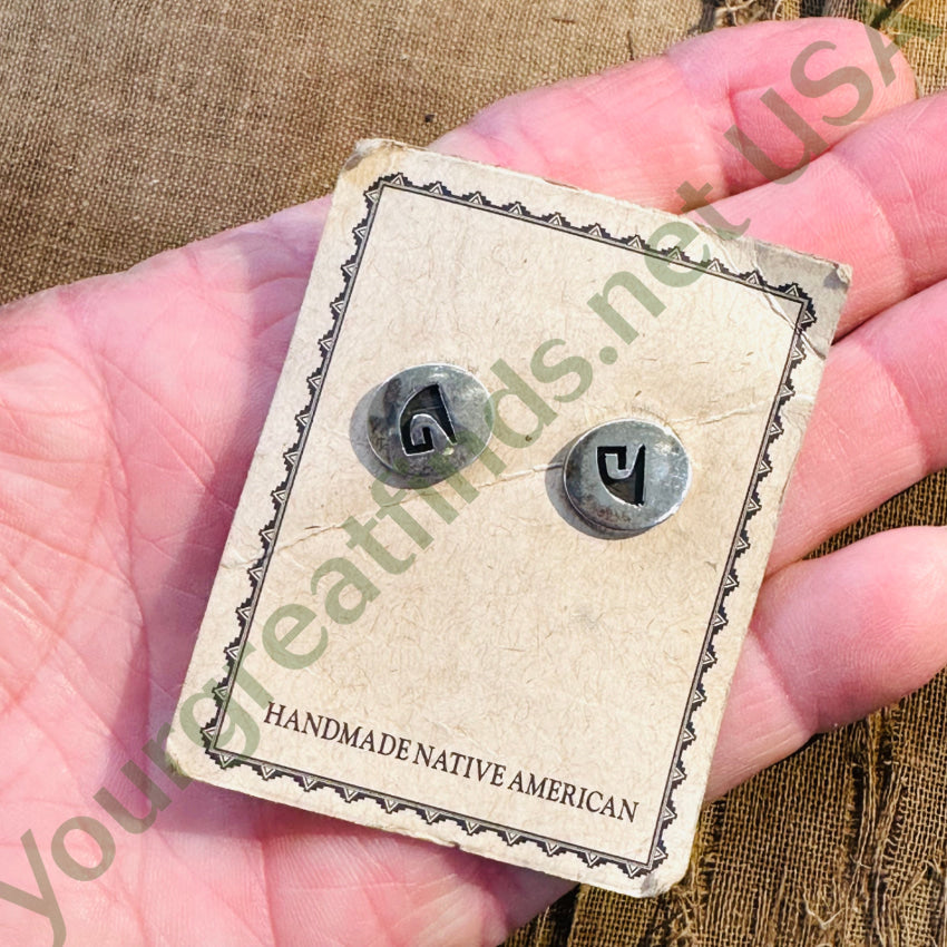 Pre-Owned Hopi Sterling Silver Overlay Stud Earrings Steward Dacawyma