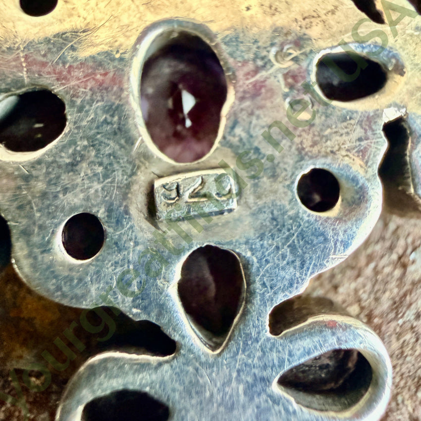 Pre-owned Sterling Silver Amethyst Cross Pendanr cross pendant