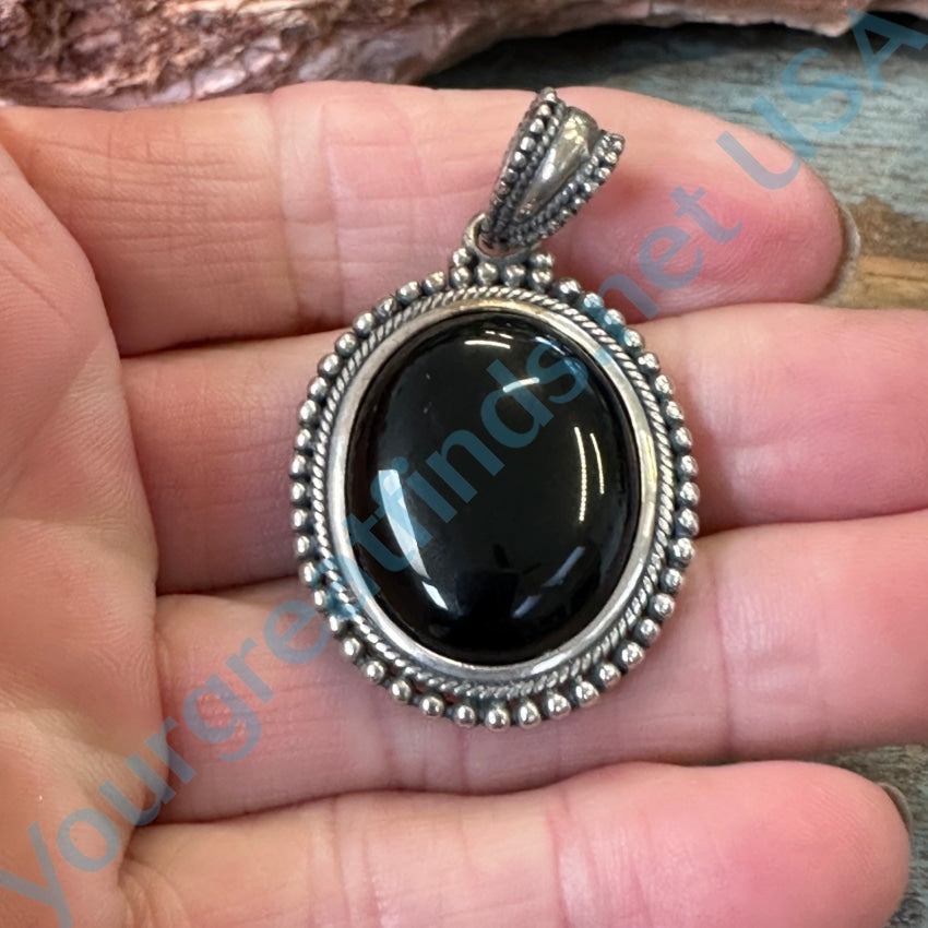 Pre-Owned Sterling Silver Black Onyx Pendant