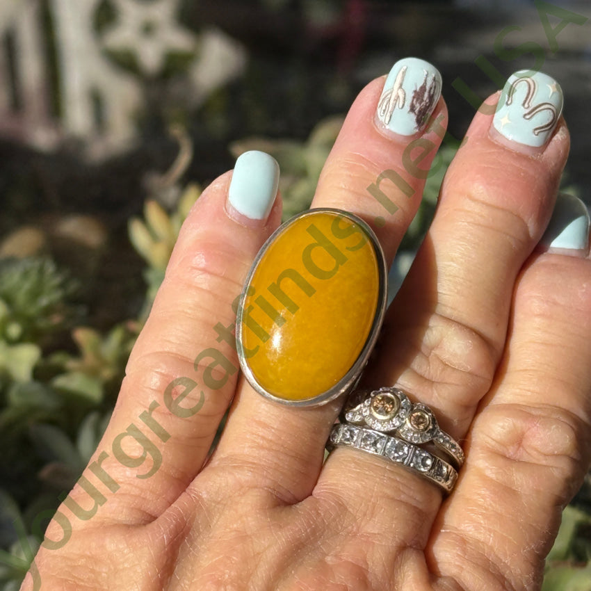 Pre-owned Sterling Silver & Butterscotch Quartz Ring Size 7 ring