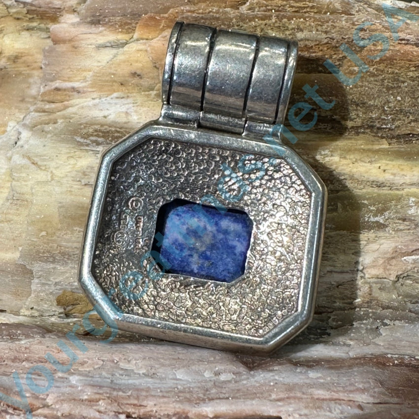 Pre-Owned Sterling Silver Lapis Lazuli Marcasite Pendant