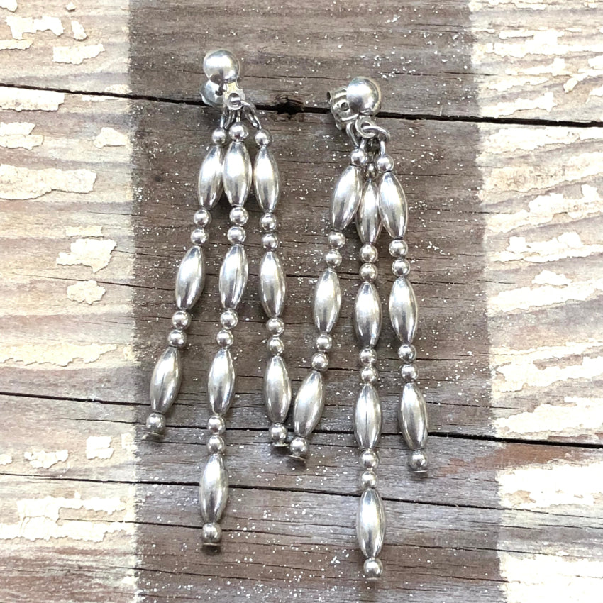 Pretty 925 Sterling Silver Beaded Pierced Earrings