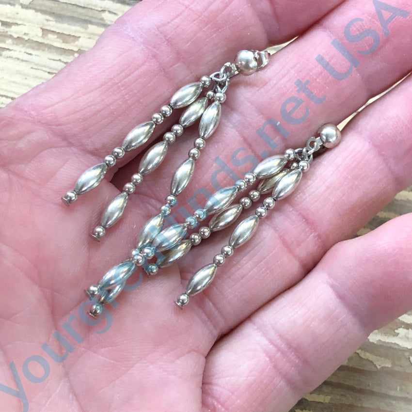 Pretty 925 Sterling Silver Beaded Pierced Earrings