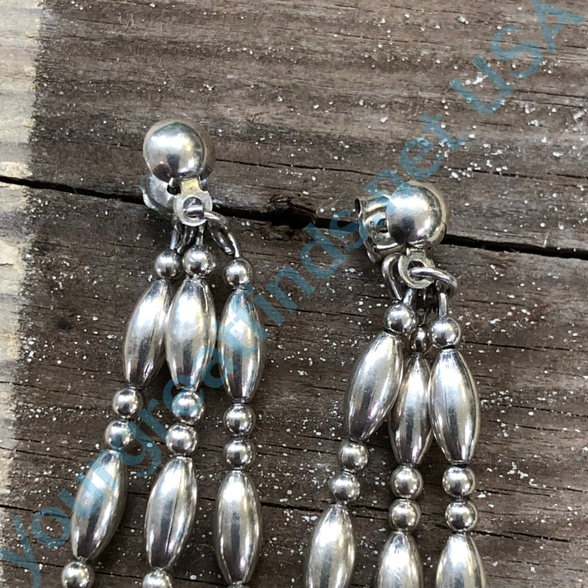 Pretty 925 Sterling Silver Beaded Pierced Earrings