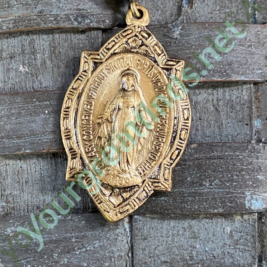 Pretty Goldtone Catholic Devotional Metal Pendant Yourgreatfinds