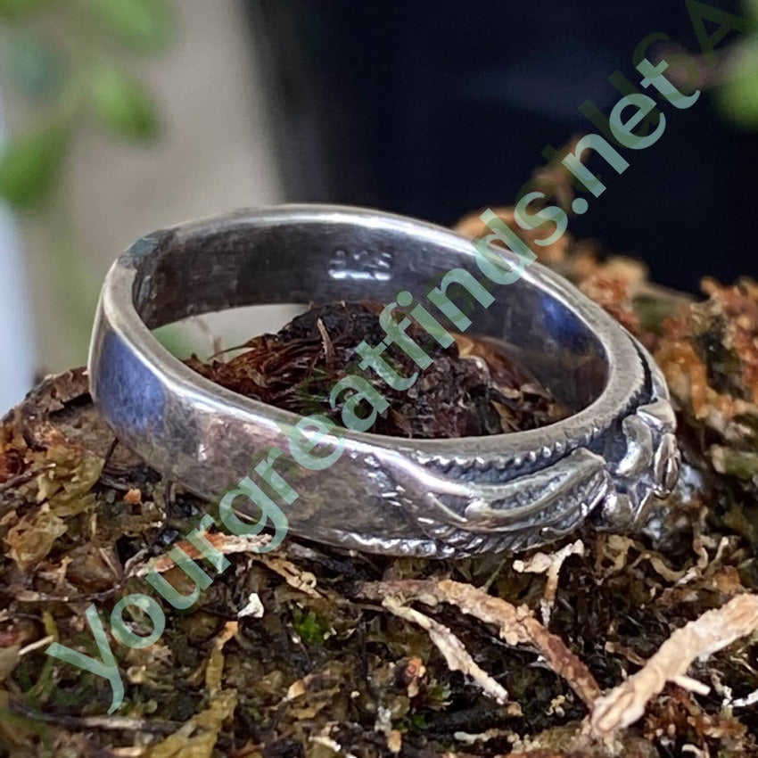 Pretty Sterling Silver Band Ring WIth Applique Size 7 Yourgreatfinds