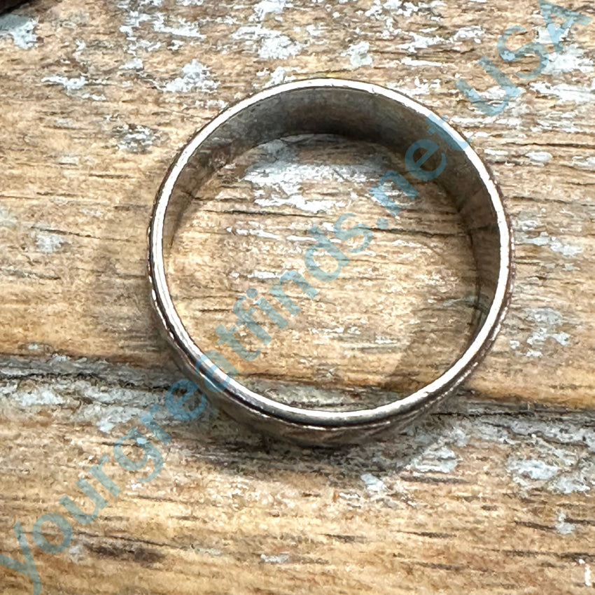 Pretty Sterling Silver Etch Decorated Band Ring By Esco Size 7