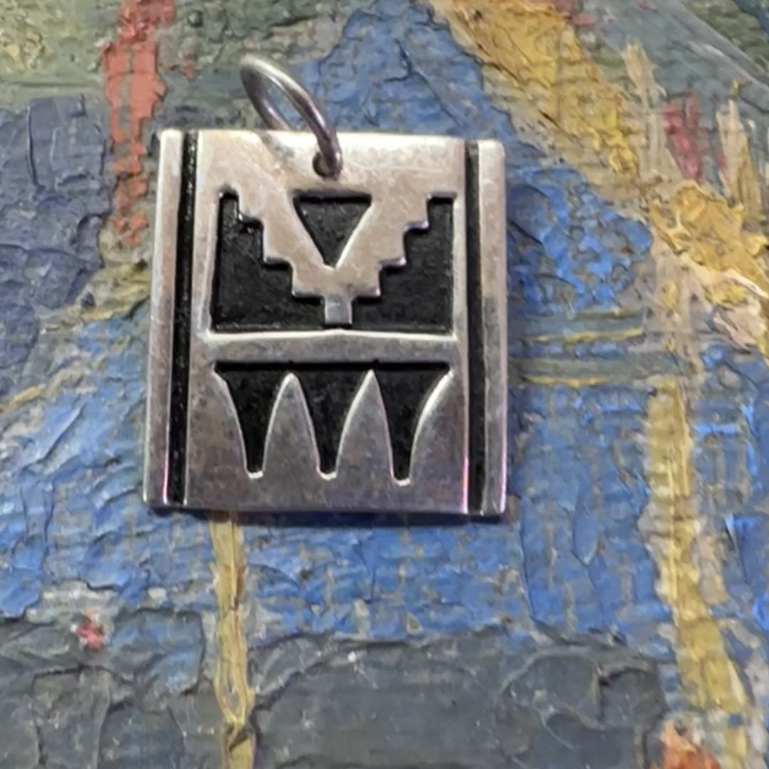 Vintage Southwestern Sterling Silver Overlay Pendant