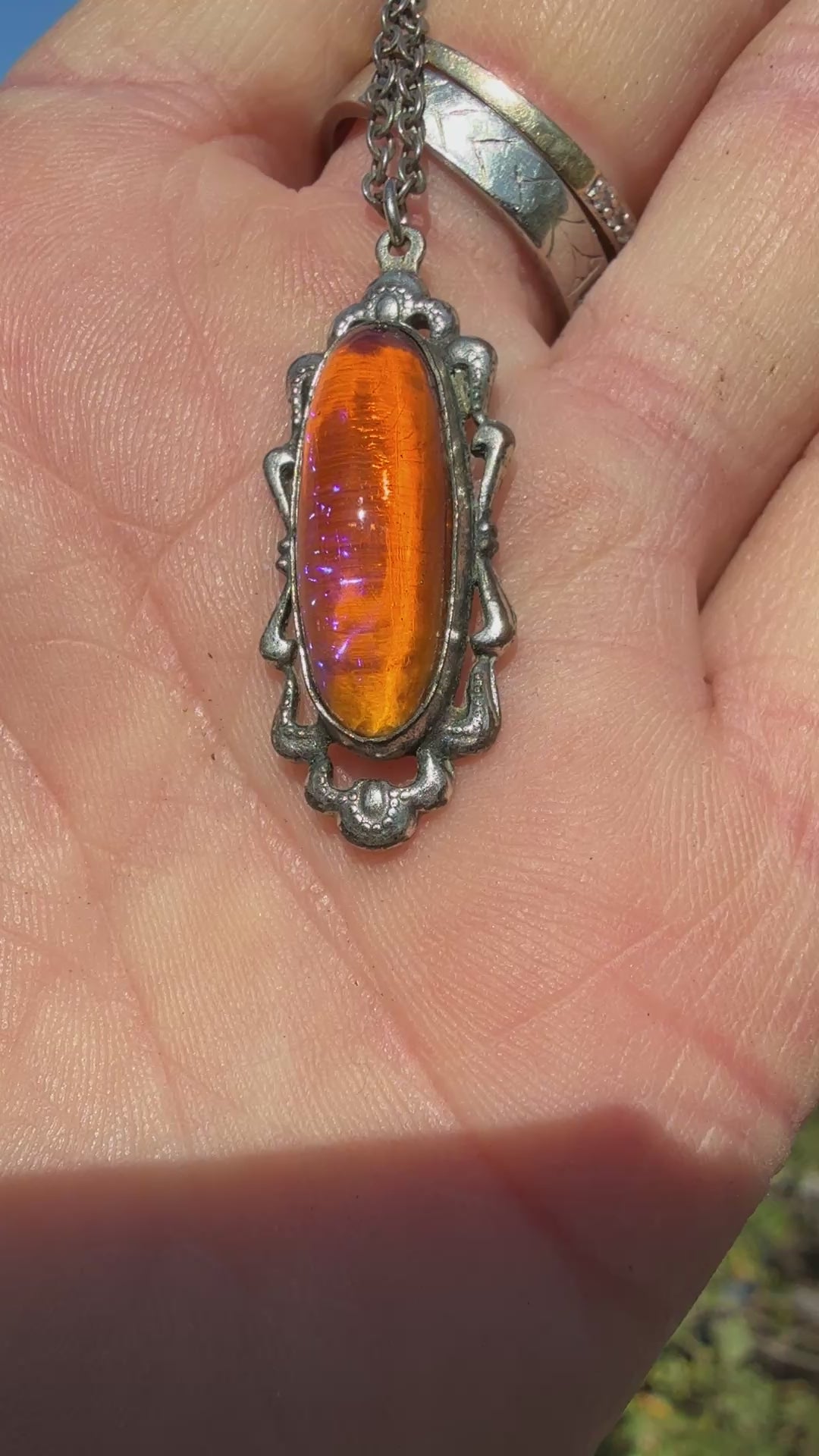 Vintage Sterling Silver Dragon's Breath Necklace