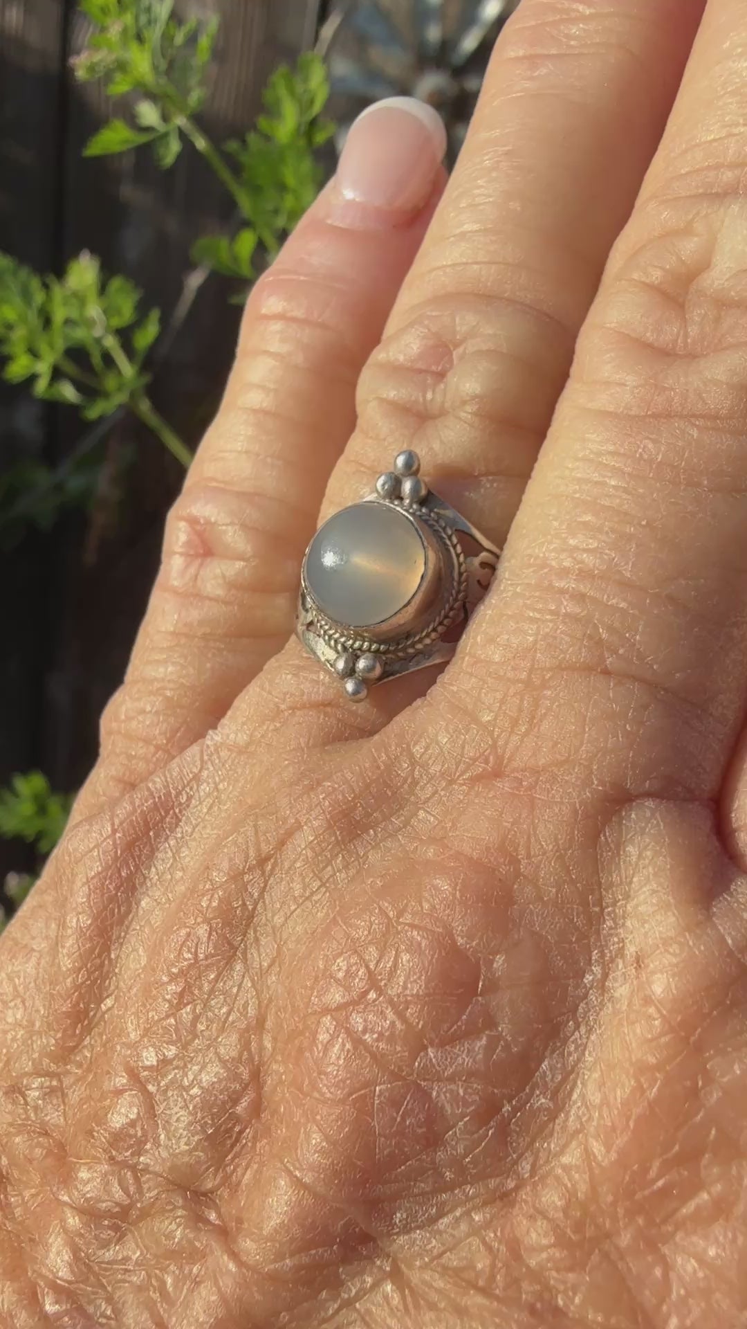 Sterling Silver Star Moonstone Ring Size 7 3/4