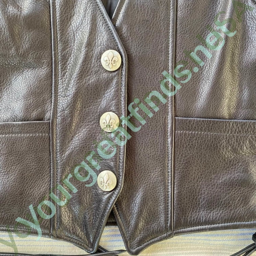 Pristine Black Leather Motorcycle Vest Thunder Mountain Custom Yourgreatfinds