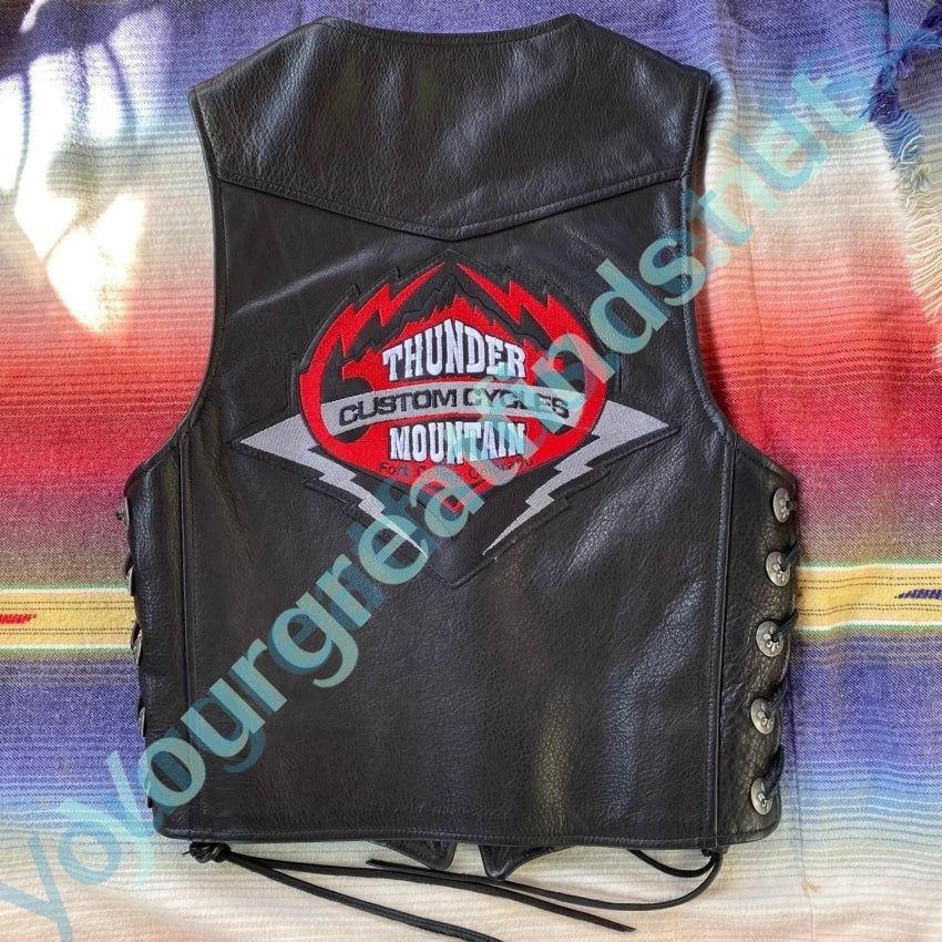 Pristine Black Leather Motorcycle Vest Thunder Mountain Custom Yourgreatfinds