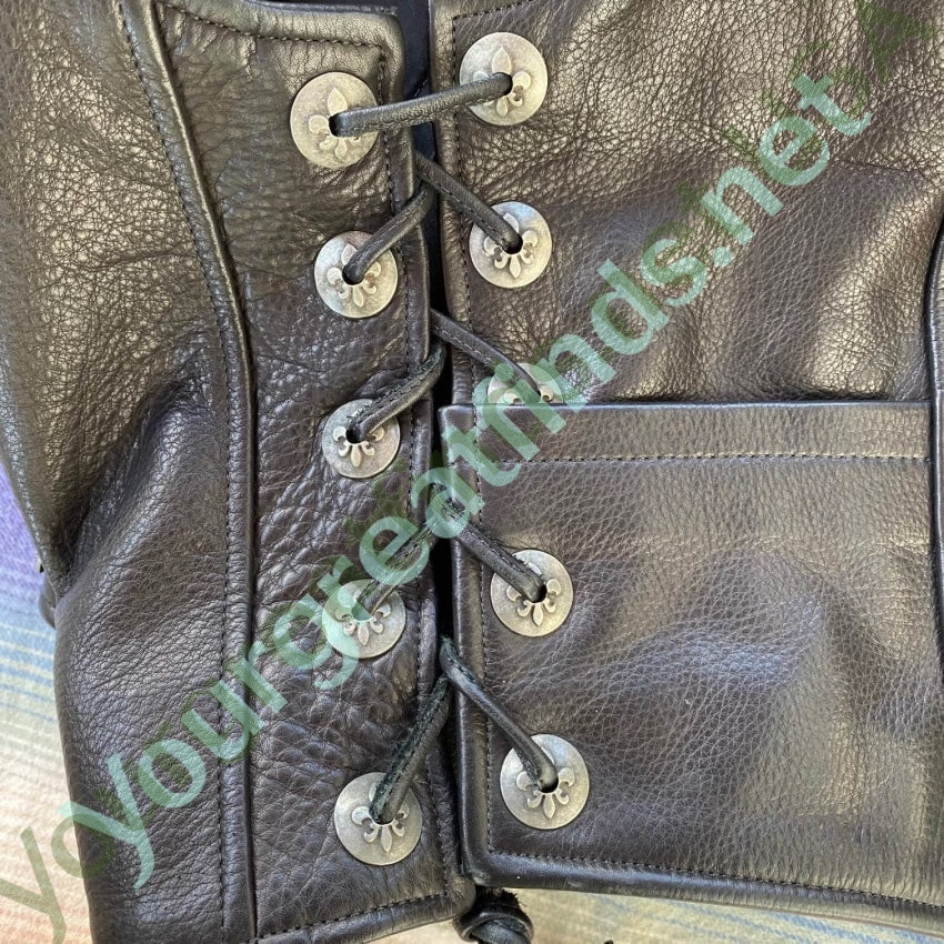 Pristine Black Leather Motorcycle Vest Thunder Mountain Custom Yourgreatfinds