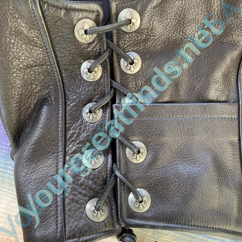 Pristine Black Leather Motorcycle Vest Thunder Mountain Custom Yourgreatfinds