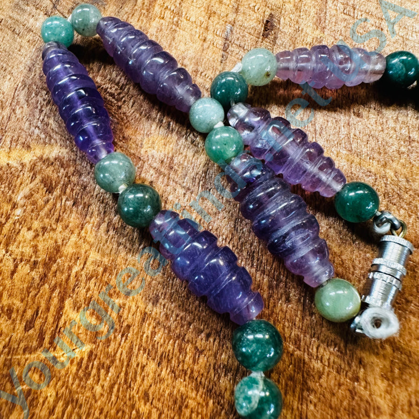 Purple Amethyst & Green Jadeite Beaded Necklace Necklace