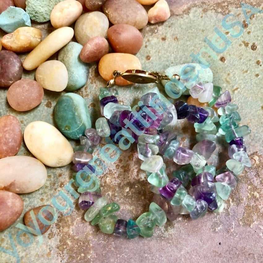 Purple and green Fluorite Bead Necklace Yourgreatfinds