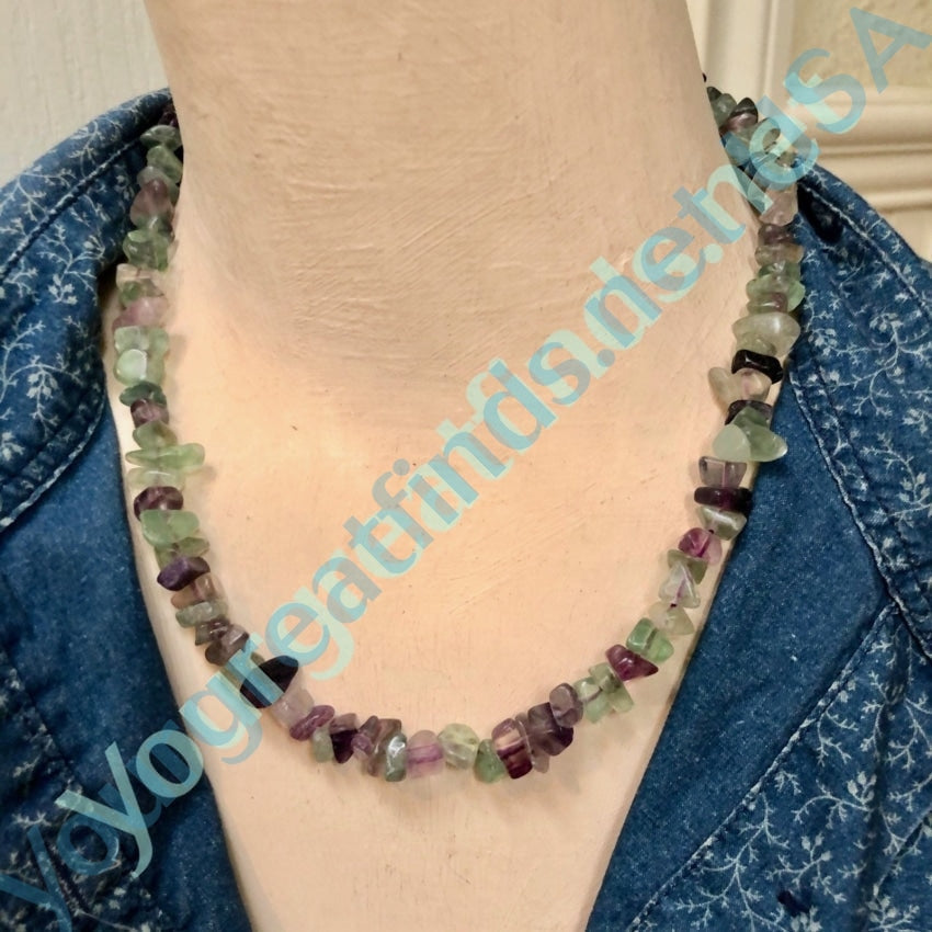 Purple and green Fluorite Bead Necklace Yourgreatfinds
