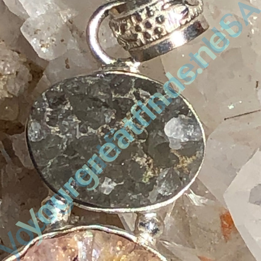 Quartz Druzy Double Stone Pendant in Silver Yourgreatfinds