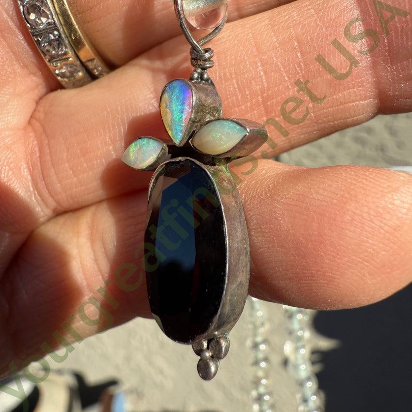 Quartz Pools Of Light Beaded Necklace with Opals & Black Onyx necklace