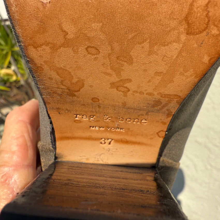 Rag & Bone Newbury Ankle Boots Booties Metallic Gray 37 boots