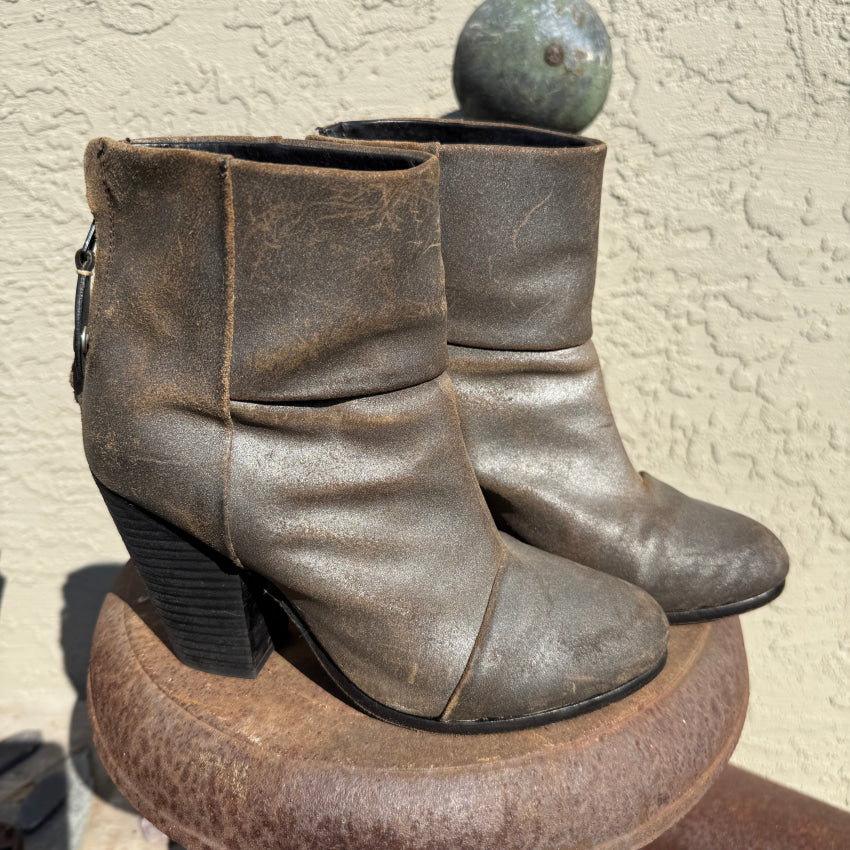 Rag & Bone Newbury Ankle Boots Booties Metallic Gray 37 boots