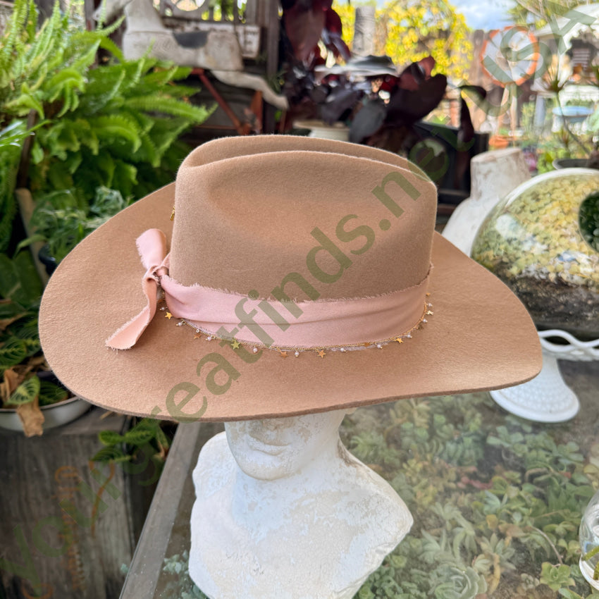 Rancher Hat Bar Tan Cowgirl Hat Adjustable Size cowgirl hat